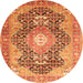 Machine Washable Medallion Orange Traditional Area Rugs, wshtr263org