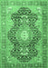 Machine Washable Medallion Emerald Green Traditional Area Rugs, wshtr263emgrn