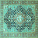 Square Medallion Turquoise Traditional Rug, tr263turq