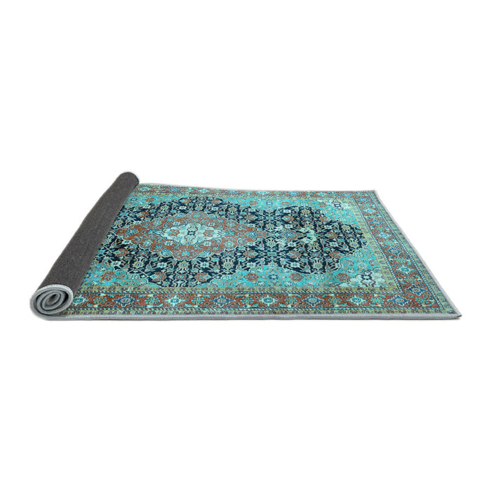 Sideview of Medallion Light Blue Traditional Rug, tr263lblu