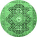 Round Medallion Emerald Green Traditional Rug, tr263emgrn