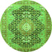 Square Medallion Green Traditional Rug, tr263grn