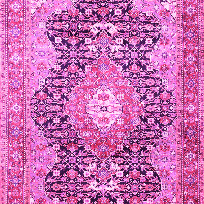 Machine Washable Medallion Pink Traditional Rug, wshtr263pnk