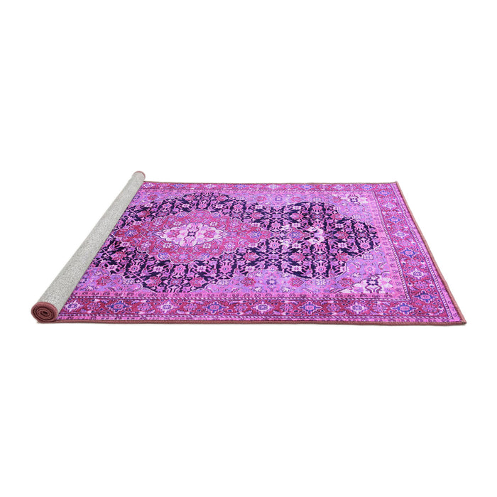 Sideview of Machine Washable Medallion Purple Traditional Area Rugs, wshtr263pur