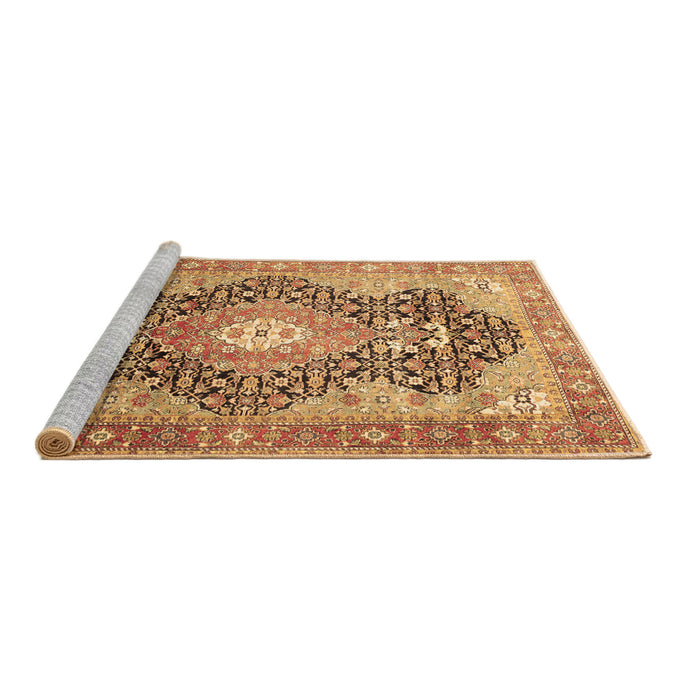 Sideview of Machine Washable Medallion Brown Traditional Rug, wshtr263brn
