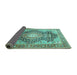 Sideview of Medallion Turquoise Traditional Rug, tr263turq