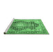 Sideview of Machine Washable Medallion Emerald Green Traditional Area Rugs, wshtr263emgrn