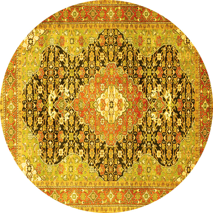 Round Medallion Yellow Traditional Rug, tr263yw