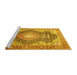 Sideview of Machine Washable Medallion Yellow Traditional Rug, wshtr263yw