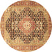 Round Medallion Brown Traditional Rug, tr263brn