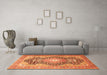 Machine Washable Medallion Orange Traditional Area Rugs in a Living Room, wshtr263org