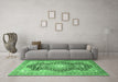 Machine Washable Medallion Emerald Green Traditional Area Rugs in a Living Room,, wshtr263emgrn