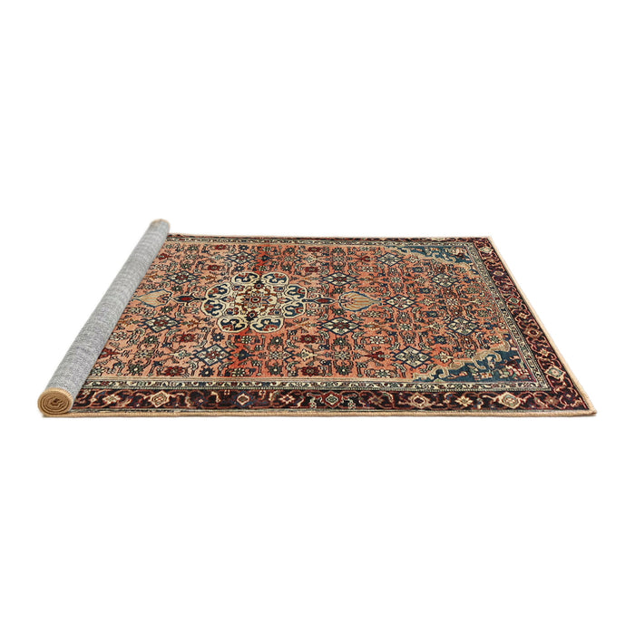 Sideview of Machine Washable Traditional Red Brown Rug, wshtr2640