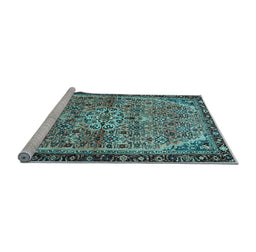 Sideview of Machine Washable Persian Light Blue Traditional Rug, wshtr2640lblu