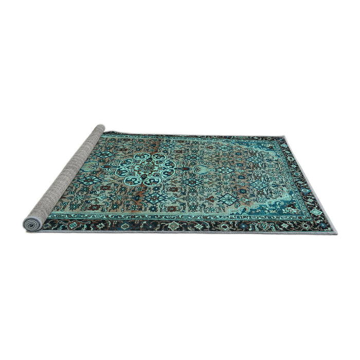 Sideview of Machine Washable Persian Light Blue Traditional Rug, wshtr2640lblu