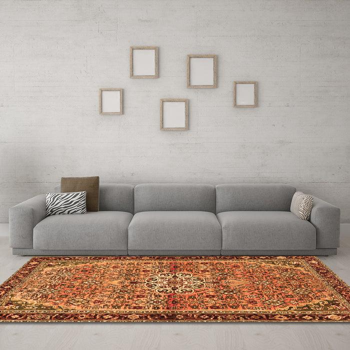 Machine Washable Persian Orange Traditional Area Rugs in a Living Room, wshtr2640org