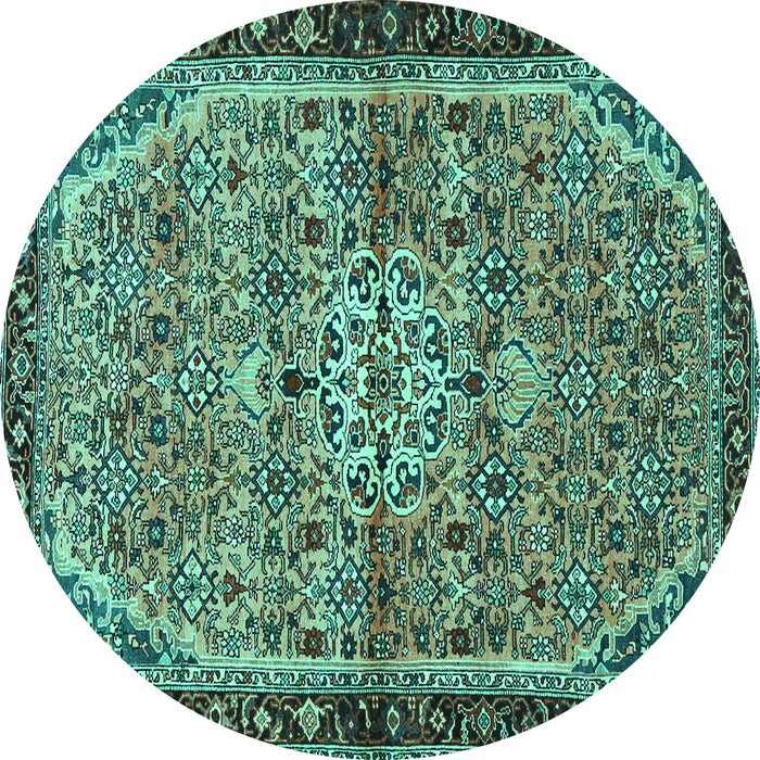 Round Persian Turquoise Traditional Rug, tr2640turq