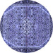 Round Machine Washable Persian Blue Traditional Rug, wshtr2640blu