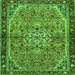 Round Machine Washable Persian Green Traditional Area Rugs, wshtr2640grn