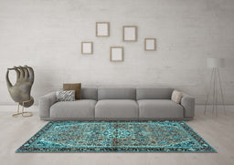 Machine Washable Persian Light Blue Traditional Rug in a Living Room, wshtr2640lblu