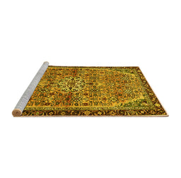 Sideview of Machine Washable Persian Yellow Traditional Rug, wshtr2640yw