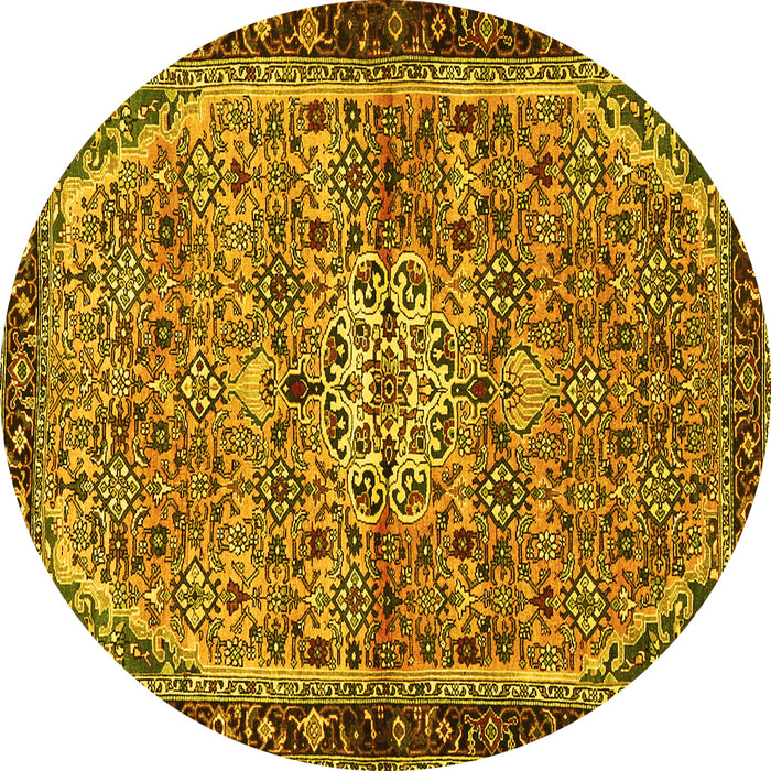 Round Persian Yellow Traditional Rug, tr2640yw
