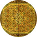 Round Persian Yellow Traditional Rug, tr2640yw