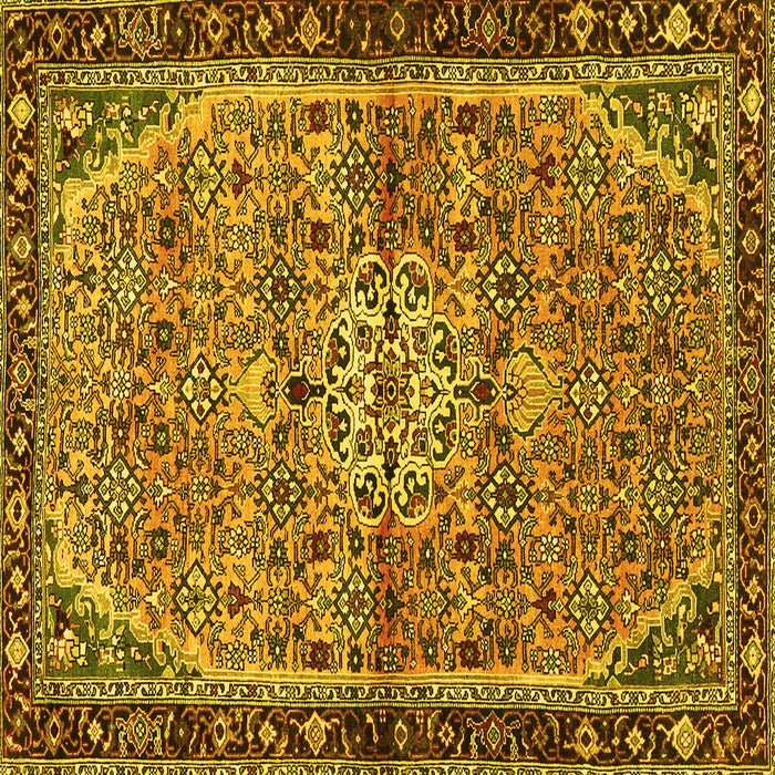 Square Machine Washable Persian Yellow Traditional Rug, wshtr2640yw