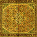 Square Machine Washable Persian Yellow Traditional Rug, wshtr2640yw