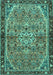 Machine Washable Persian Turquoise Traditional Area Rugs, wshtr2640turq