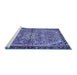 Sideview of Machine Washable Persian Blue Traditional Rug, wshtr2640blu