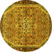 Round Machine Washable Persian Yellow Traditional Rug, wshtr2640yw