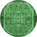 Round Persian Emerald Green Traditional Rug, tr2640emgrn