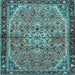 Square Machine Washable Persian Light Blue Traditional Rug, wshtr2640lblu