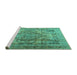 Sideview of Machine Washable Persian Turquoise Traditional Area Rugs, wshtr2641turq