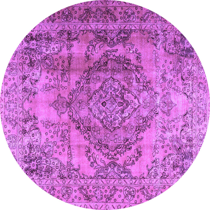 Round Persian Purple Traditional Rug, tr2641pur