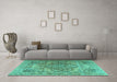 Machine Washable Persian Turquoise Traditional Area Rugs in a Living Room,, wshtr2641turq