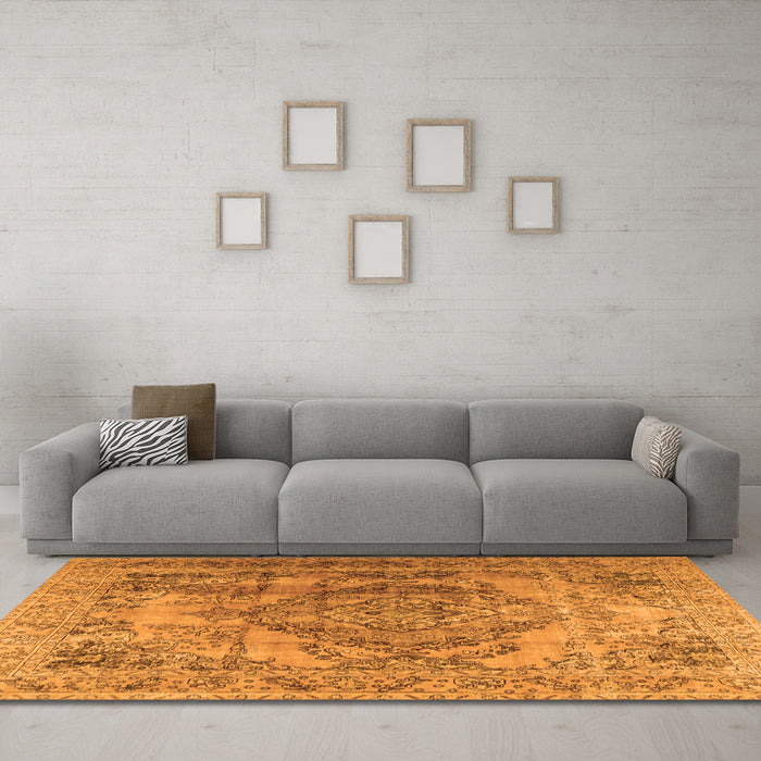 Machine Washable Persian Orange Traditional Area Rugs in a Living Room, wshtr2641org