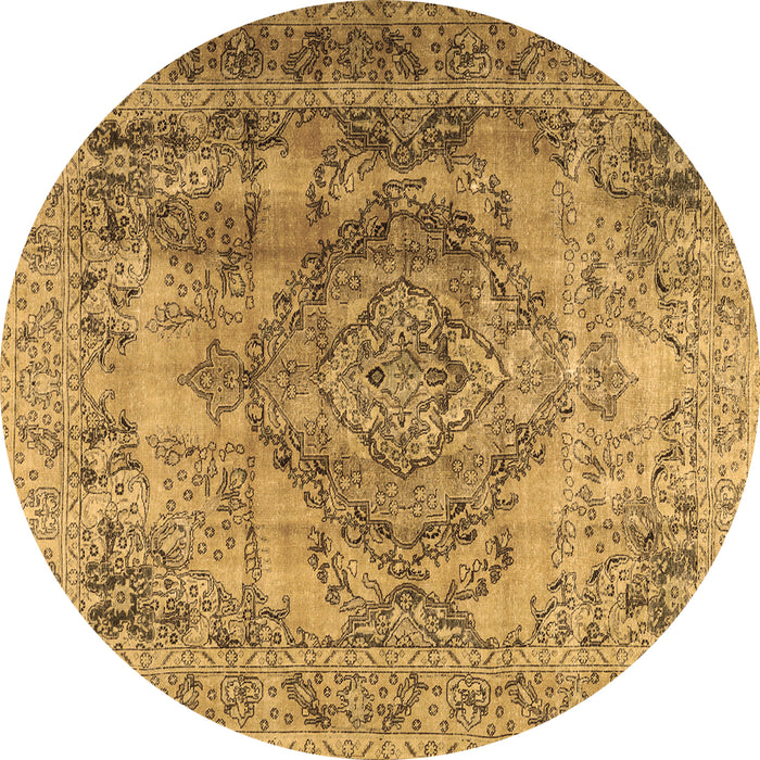 Round Persian Brown Traditional Rug, tr2641brn