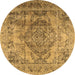 Round Persian Brown Traditional Rug, tr2641brn