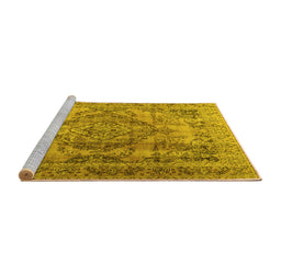 Sideview of Machine Washable Persian Yellow Traditional Rug, wshtr2641yw