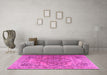 Machine Washable Persian Pink Traditional Rug in a Living Room, wshtr2641pnk