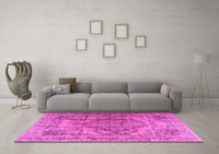 Machine Washable Persian Pink Traditional Rug, wshtr2641pnk