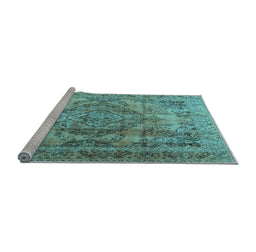 Sideview of Machine Washable Persian Light Blue Traditional Rug, wshtr2641lblu