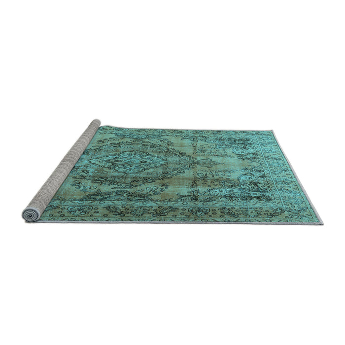 Sideview of Machine Washable Persian Light Blue Traditional Rug, wshtr2641lblu