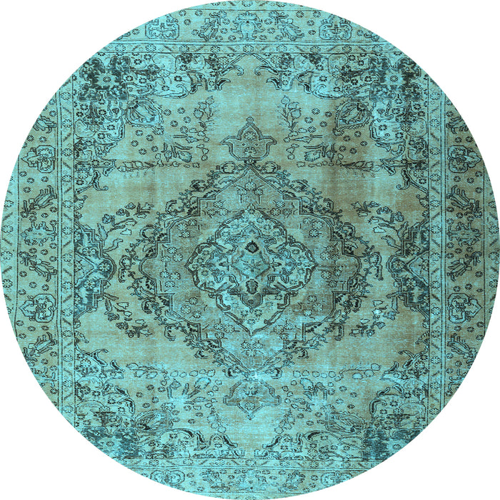 Round Machine Washable Persian Light Blue Traditional Rug, wshtr2641lblu