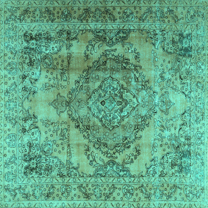 Square Machine Washable Persian Turquoise Traditional Area Rugs, wshtr2641turq