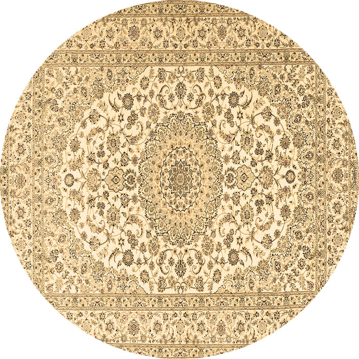 Round Medallion Brown Traditional Rug, tr2642brn