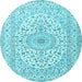 Round Medallion Light Blue Traditional Rug, tr2642lblu