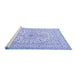 Sideview of Machine Washable Medallion Blue Traditional Rug, wshtr2642blu